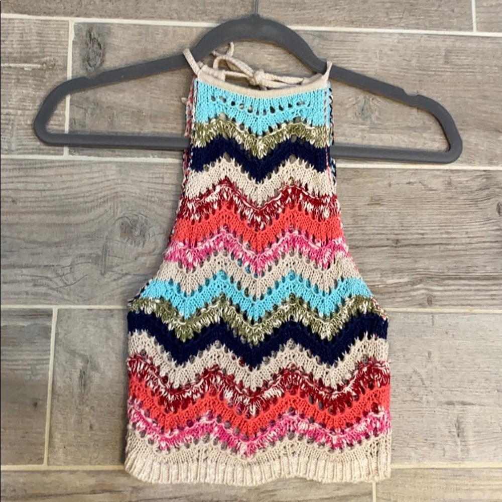 Hollister multicolor crochet top